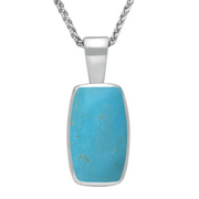 18ct White Gold Turquoise Barrel Shaped Necklace, P025.
