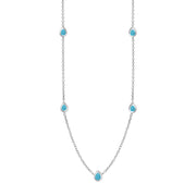 18ct White Gold Turquoise Cross Link Disc Chain Necklace