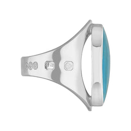 18ct White Gold Turquoise King's Coronation Hallmark Medium Oval Ring R012 CFH