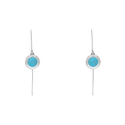 18ct White Gold Turquoise Star Disc Drop Earrings, E1371.