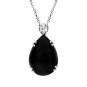 18ct White Gold Whitby Jet 0.07ct Diamond Claw Set Pear Necklace PUNQ0000134