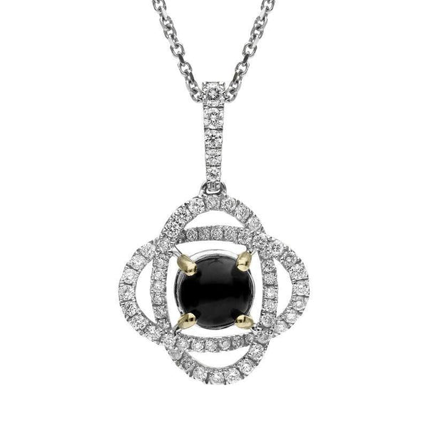 18ct White Gold Whitby Jet 0.40ct Diamond Necklace P2663