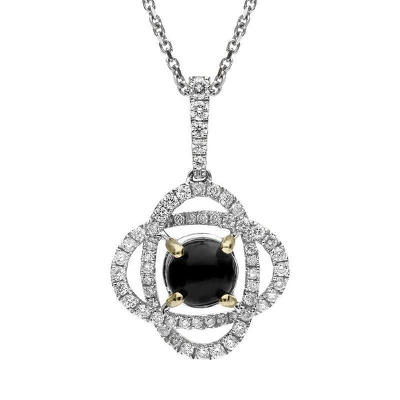18ct White Gold Whitby Jet 0.40ct Diamond Necklace P2663