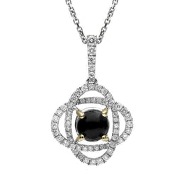 18ct White Gold Whitby Jet 0.40ct Diamond Necklace P2663