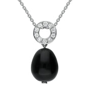 18ct White Gold Whitby Jet 2.25ct Diamond Bead Pave Set Necklace. PUNQ0000262.