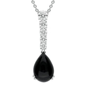 18ct White Gold Whitby Jet 1.25ct Diamond Pear Necklace KRG127
