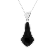18ct White Gold Whitby Jet Diamond Bell Shaped Necklace. p1087c.