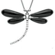 18ct White Gold Whitby Jet Diamond Dragonfly Necklace