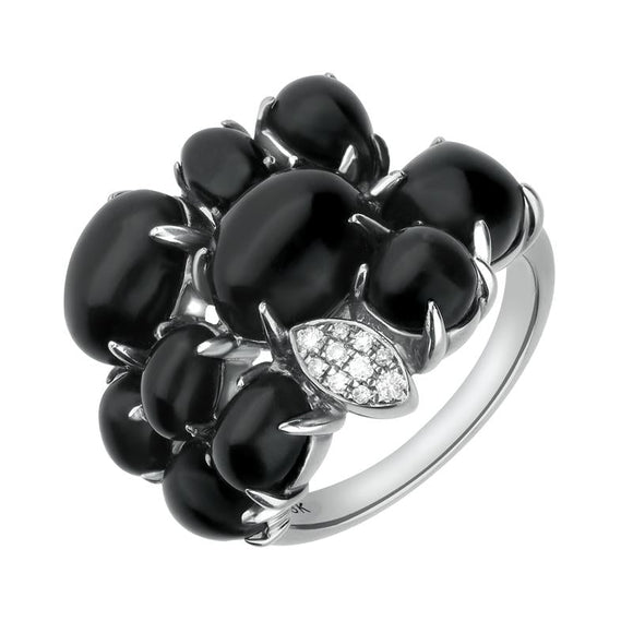 18ct White Gold Whitby Jet Diamond Multi Shape Stone Ring R758