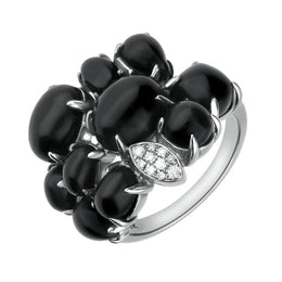 18ct White Gold Whitby Jet Diamond Multi Shape Stone Ring R758