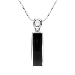18ct White Gold Whitby Jet Diamond Oblong Necklace. p993.