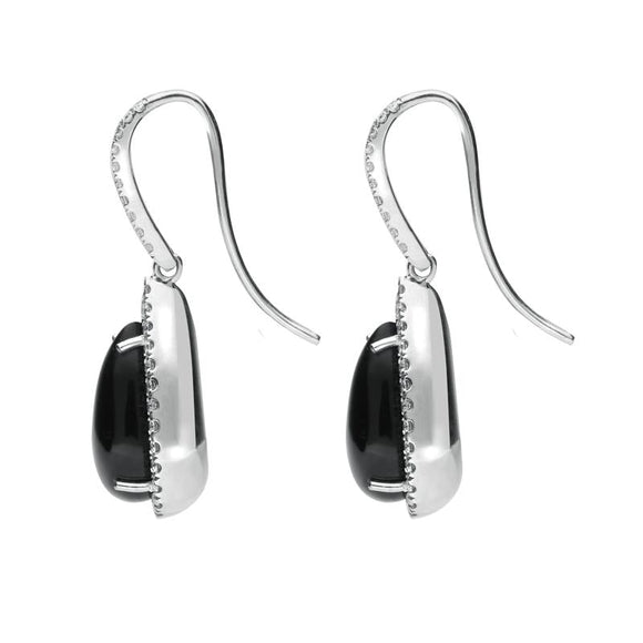 18ct White Gold Whitby Jet 0.73ct Diamond Pear Drop Earrings KRG062
