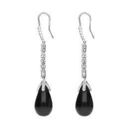 18ct White Gold Whitby Jet Diamond Pear Drop Earrings E1033B side