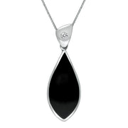 18ct White Gold Whitby Jet Diamond Pointed Pear Drop Necklace P1014