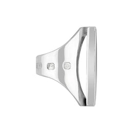 18ct White Gold Whitby Jet King's Coronation Hallmark Large Oblong Ring R064 CFH