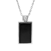 18ct White Gold Whitby Jet and Diamond Flat Oblong Necklace, JD6_3