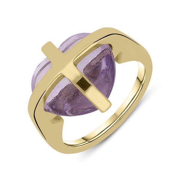 18ct Yellow Gold Amethyst Cross Heart Ring R628