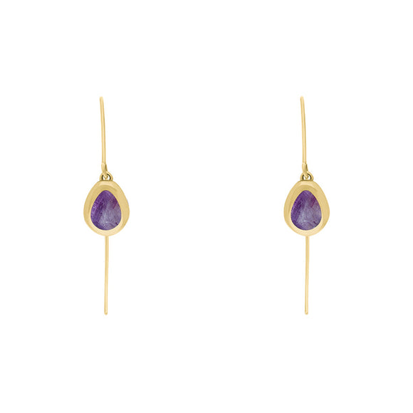 18ct Yellow Gold Blue John Cross Disc Drop Earrings