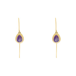 18ct Yellow Gold Blue John Cross Disc Drop Earrings