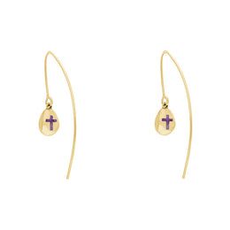 18ct Yellow Gold Blue John Cross Disc Drop Earrings, E1374.