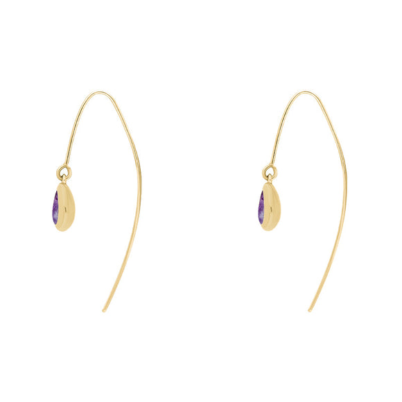 18ct Yellow Gold Blue John Cross Disc Drop Earrings