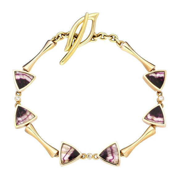 18ct Yellow Gold Blue John 0.03ct Diamond Bracelet 20J2918RB524D3