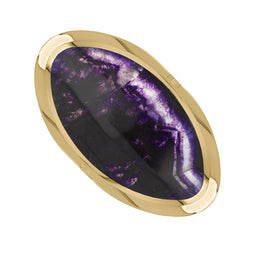 18ct Yellow Gold Blue John King's Coronation Hallmark Large Oval Ring  R013 CFH