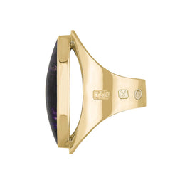 18ct Yellow Gold Blue John King's Coronation Hallmark Large Oval Ring  R013 CFH