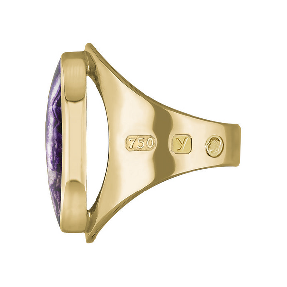 18ct Yellow Gold Blue John King's Coronation Hallmark Medium Oval Ring R012 CFH