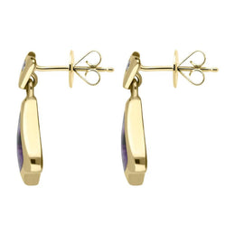 18ct Yellow Gold Blue John Diamond Triangle Drop Earrings 43HE6E741