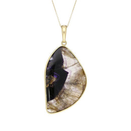 18ct Yellow Gold Blue John Oval Necklace PUNQ0005387