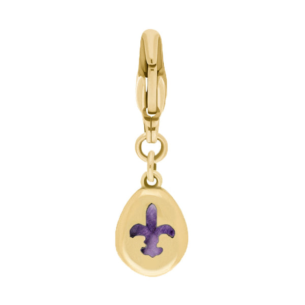 18ct Yellow Gold Blue John Pear Shaped Fleur De Lis Clip Charm, G663.