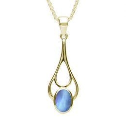 18ct Yellow Gold Moonstone Oval Spoon Necklace, P161.
