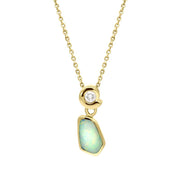 18ct Yellow Gold Opal 0.5ct Diamond Necklace UPOP301