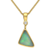 18ct Yellow Gold Opal Diamond Triangle Necklace UPOP205