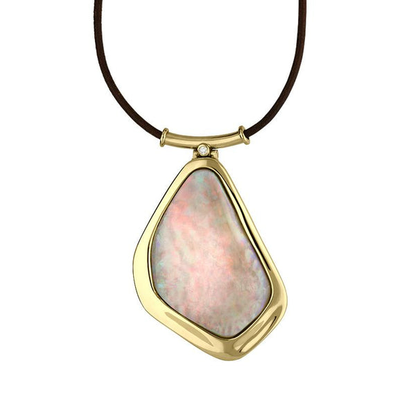 18ct Yellow Gold Opal Diamond Unique Necklace, VUOP011.