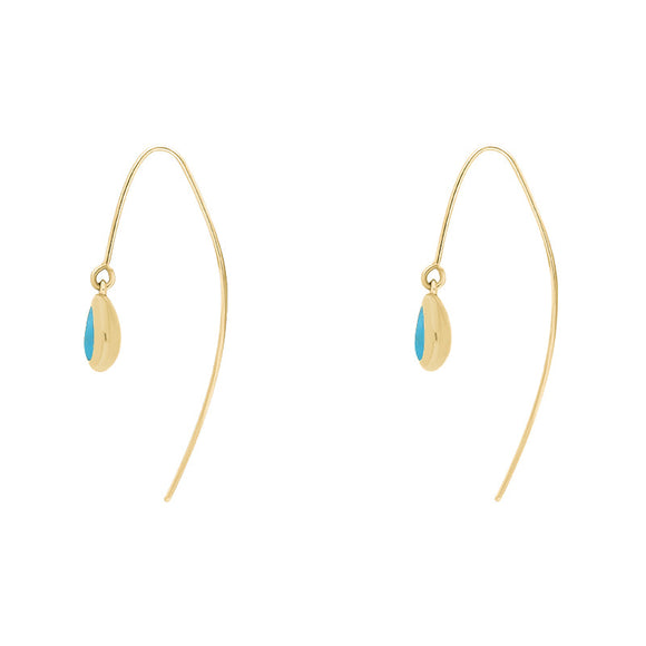 18ct Yellow Gold Turquoise Cross Disc Drop Earrings