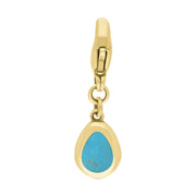 18ct Yellow Gold Turquoise Pear Shaped Cross Clip Charm, G664.