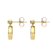 18ct Yellow Gold Whitby Jet 0.06ct Diamond Top Square Stud Earrings. E643B