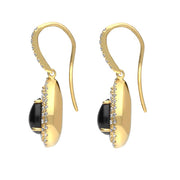 18ct Yellow Gold Whitby Jet Diamond Pear Drop Earrings, 511_3191_98_7