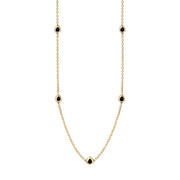 18ct Yellow Gold Whitby Jet Fleur De Lis Link Disc Chain Necklace