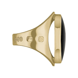 18ct Yellow Gold Whitby Jet King's Coronation Hallmark Medium Oval Ring R012 CFH