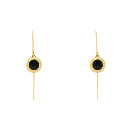 18ct Yellow Gold Whitby Jet Star Disc Drop Earrings, E1371.