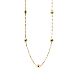 18ct Yellow Gold Whitby Jet Star Link Disc Chain Necklace, N744.