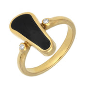 18ct Yellow Gold Whitby Jet Diamond Organic Shaped Ring R402