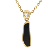 18ct Yellow Gold Whitby Jet and Diamond Unique Organic Stick Necklace, UPOP286