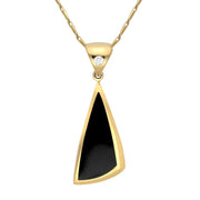18ct Yellow Gold Whitby Jet and Diamond Unique Triangle Necklace, UPOP527
