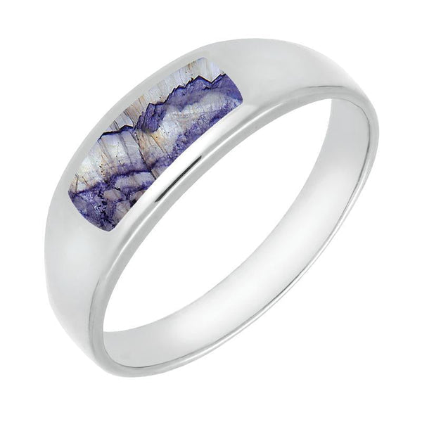 9ct White Gold Blue John Inlay Ring R003