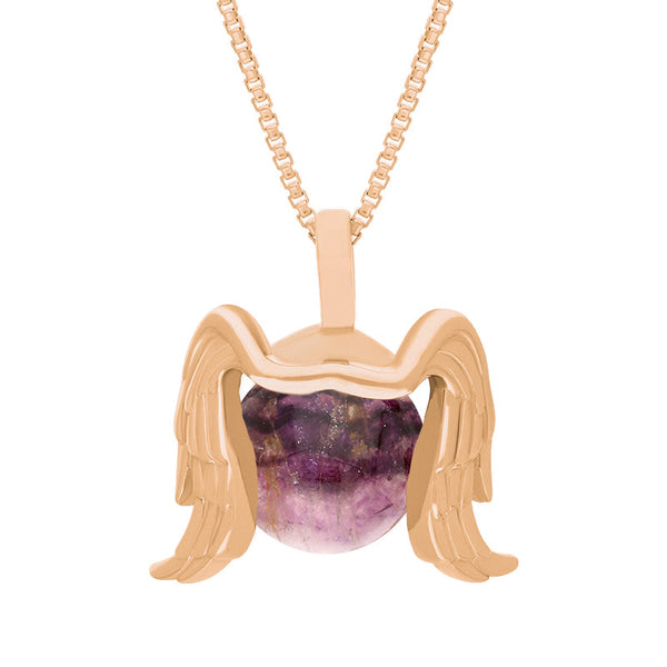 9ct Rose Gold Blue John Zodiac Virgo 10mm Bead Pendant, P3628.