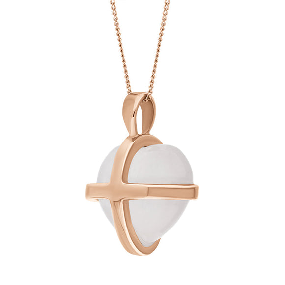 9ct Rose Gold Rose Quartz Medium Cross Heart Necklace D